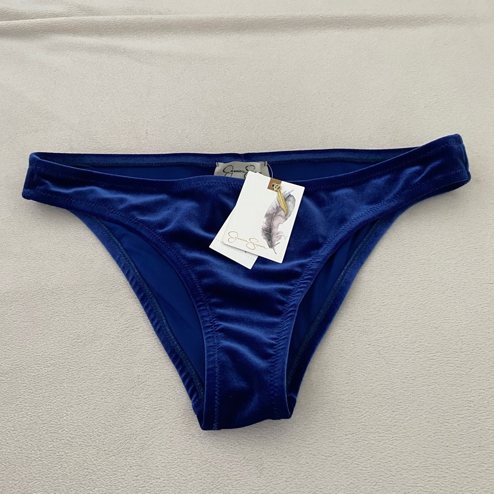Jessica Simpson size Small Blue Bikini Bottoms.  Moderate coverage in rear.  NWT
